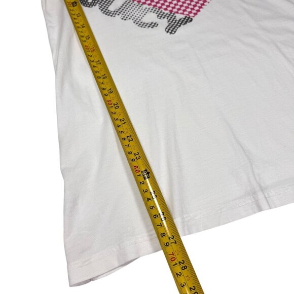 VTG Y2K Juicy Couture Graphic Tee Sz.L White Metallic Heart Logo Puff Sleeve - Picture 8 of 12